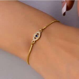 Gold and Black Evil Eye Bracelet